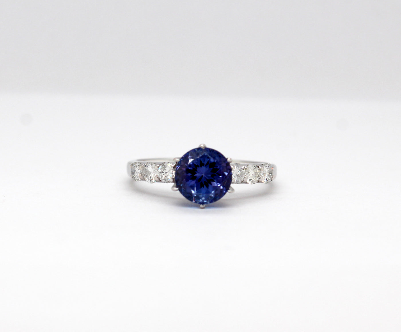 Estate 14KW 1.20 Ct Tanzanite and .36 Cttw Diamond Ring