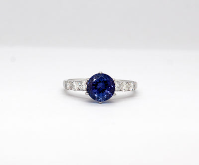 Estate 14KW 1.20 Ct Tanzanite and .36 Cttw Diamond Ring