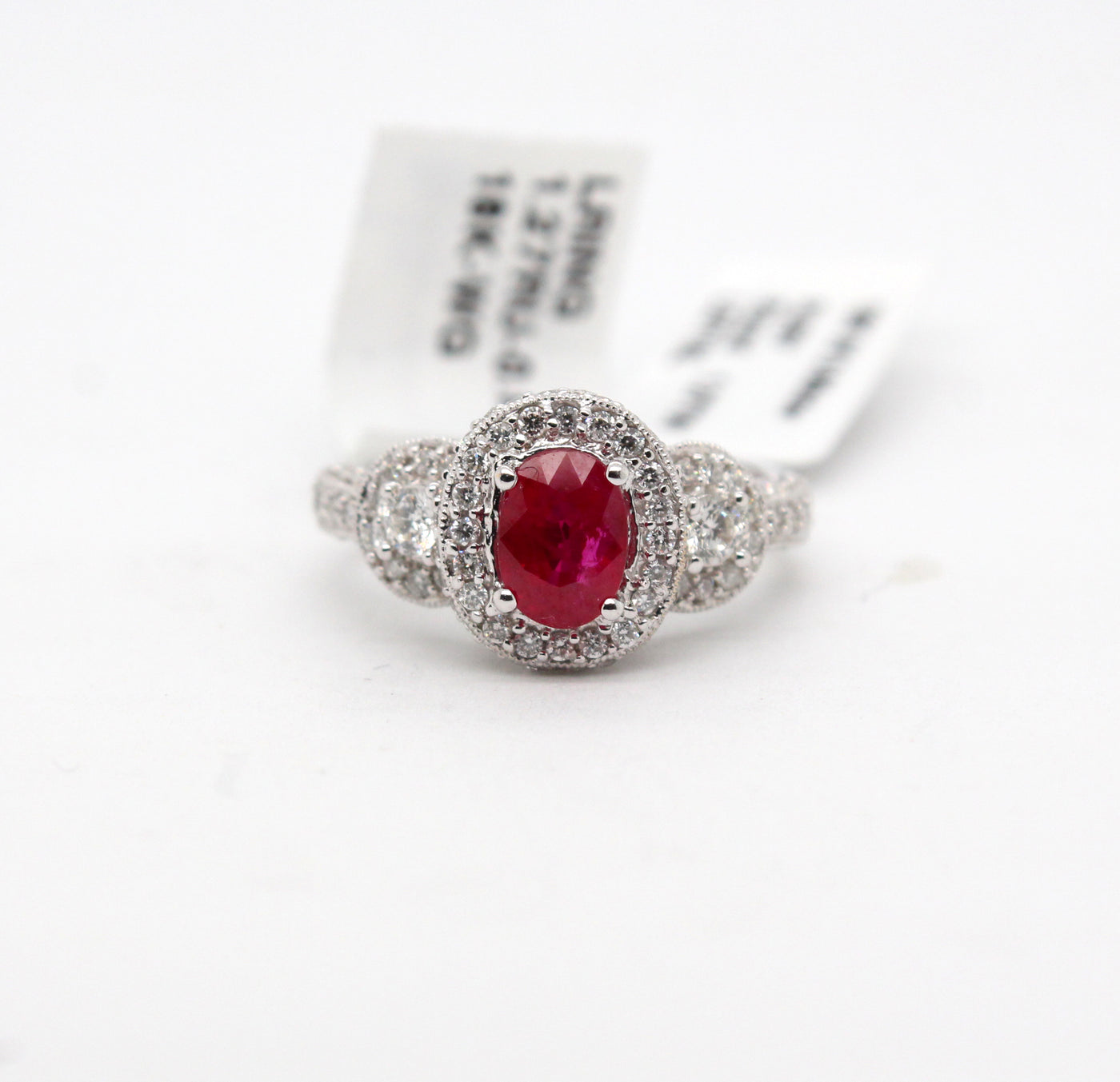 18KW 1.27 Ct Ruby and .85 Cttw Diamond Ring