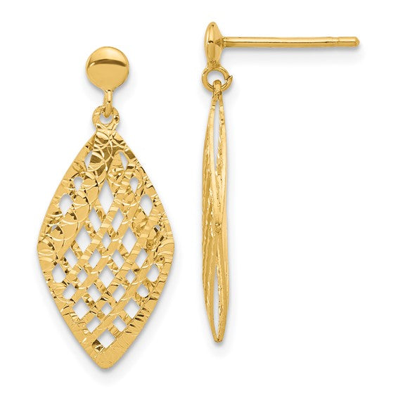 14KY Diamond Cut Post Dangle Earrings 
LE2636