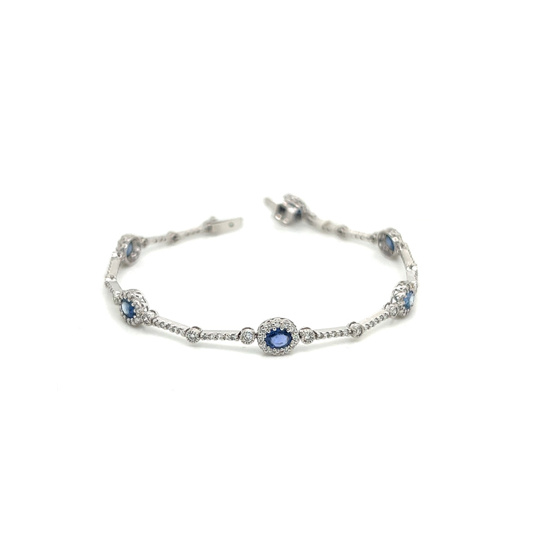 18KW 1.90 Cttw Sapphire and 1.37 Cttw Diamond Bracelet