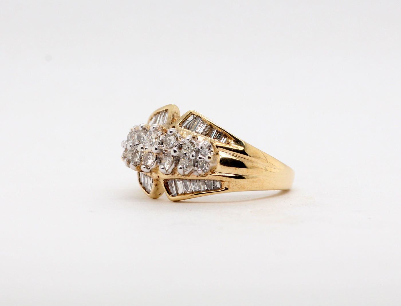 Estate 14KY 1.00 Cttw Baguette and Diamond Fashion Ring