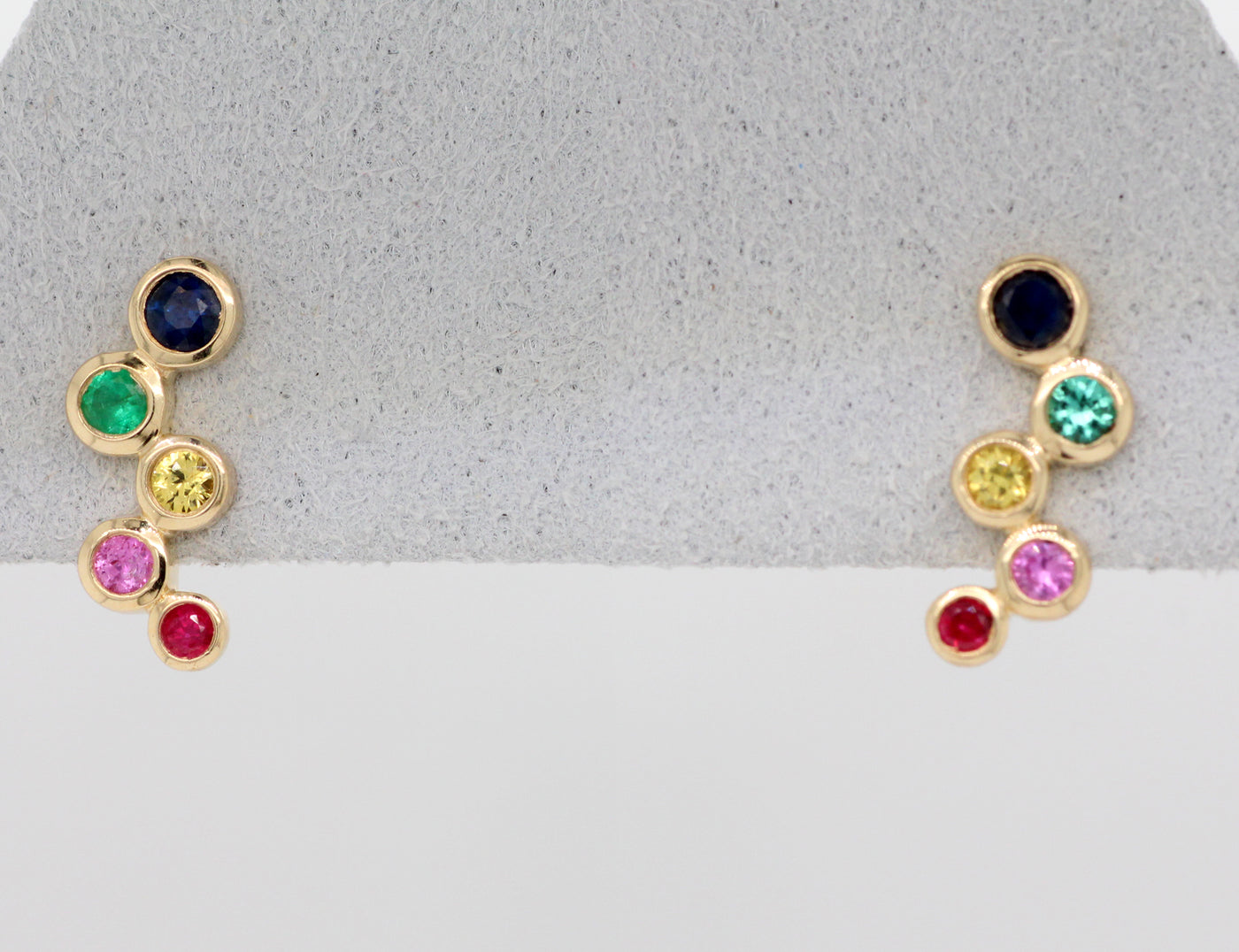 14KY .34 Cttw Multi Color Sapphire Earrings
