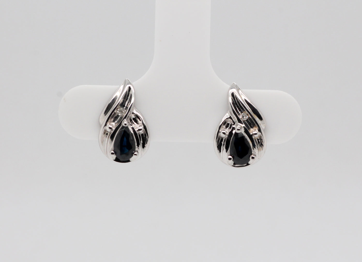 Estate 14KW .60 Cttw Sapphire and Diamond Earrings