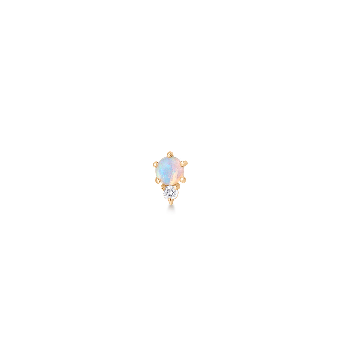 ZENA  Single Opal And Diamond Stud