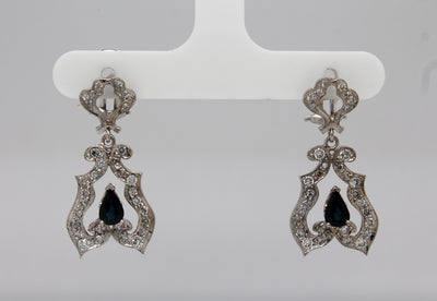 Estate 14KW .80 Cttw Sapphire and .50 Cttw Diamond Earrings