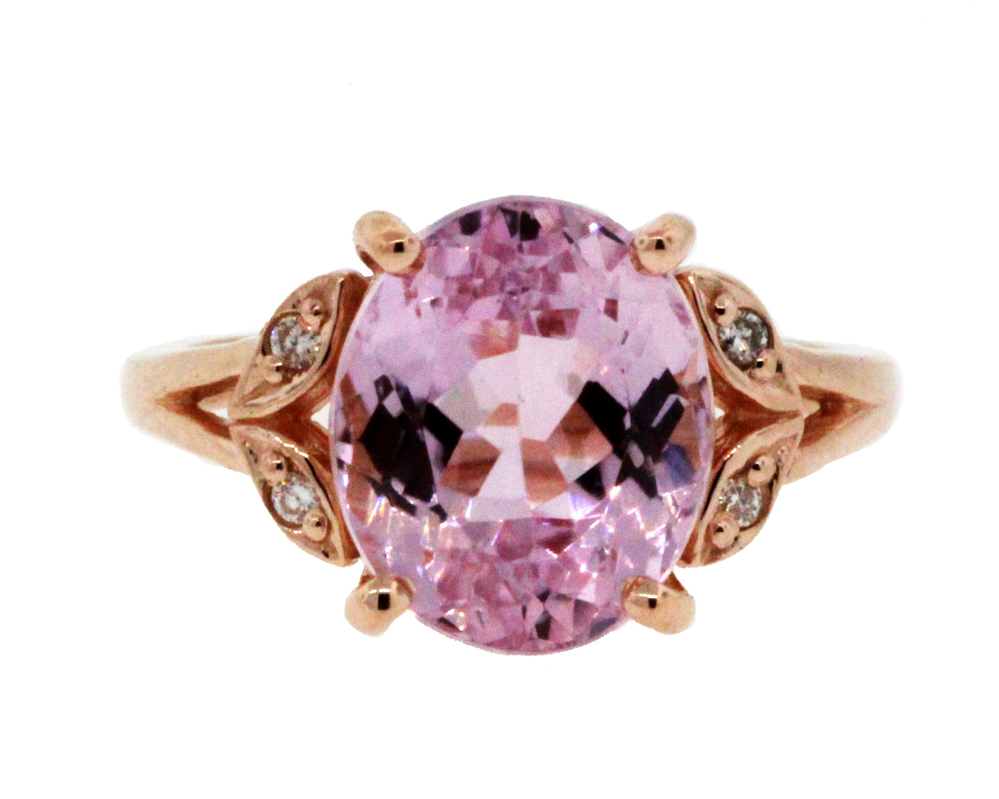 14KR PINK KUNZITE AND DIAMOND FASHION RING image