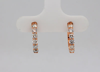 14KR .58 Cttw Diamond Small Hoop Earrings