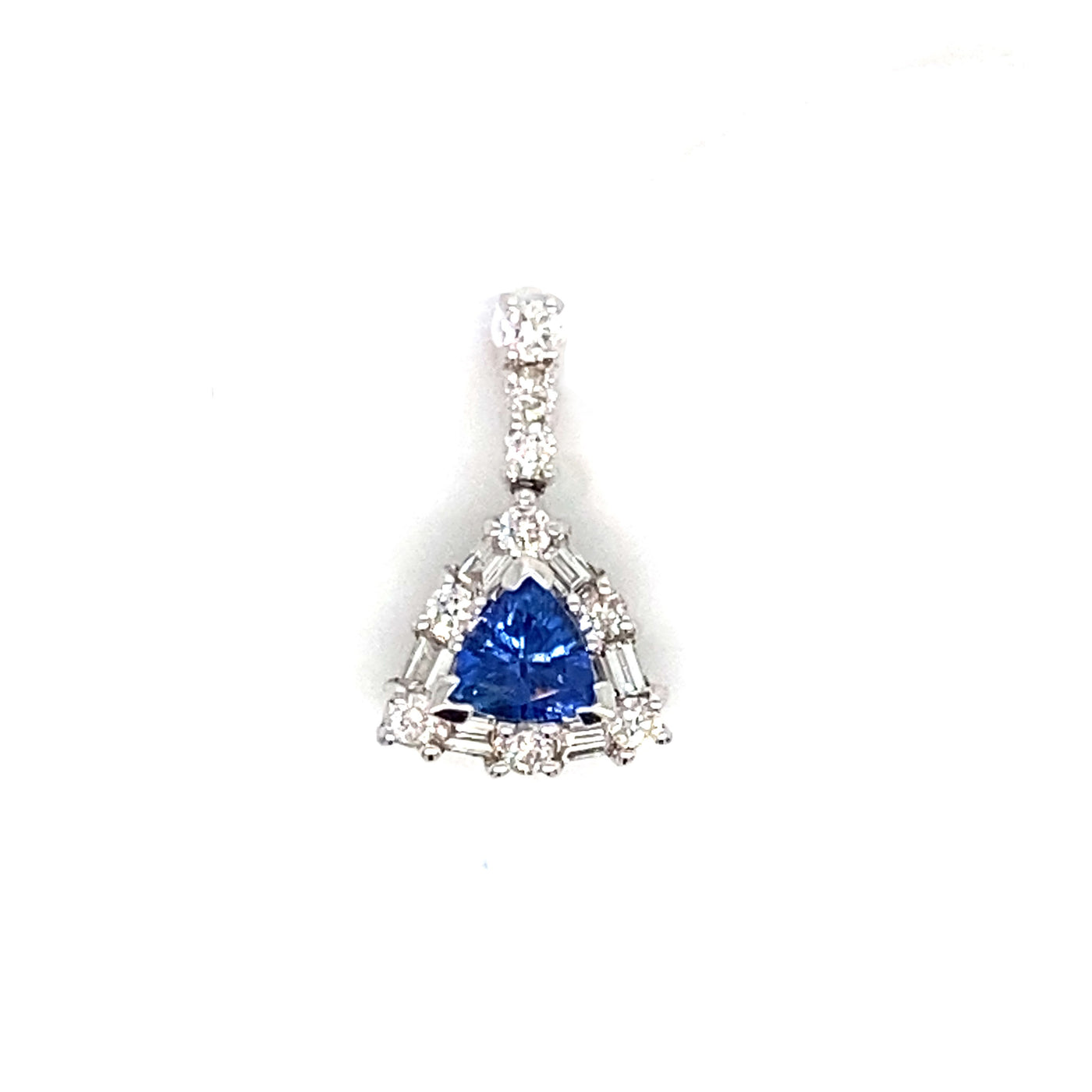 18KW .52 Ct Sapphire and .41 Cttw Diamond Pendant