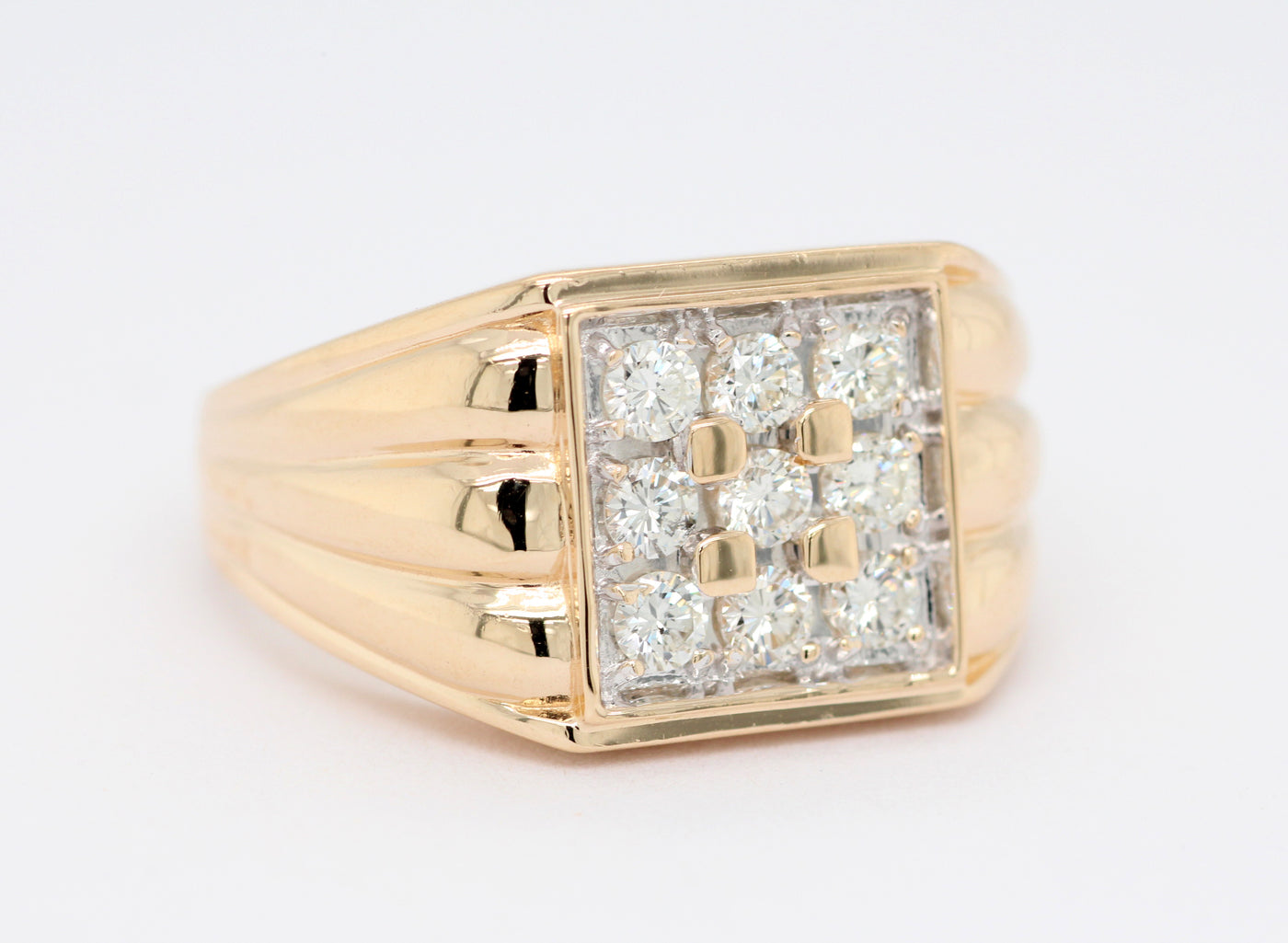 ESTATE 14KY .85 CTTW DIAMOND GENTS RING, J-SI2