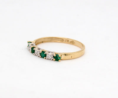 Estate 10KY .25 Cttw Emerald and .03 Cttw Diamond Ring