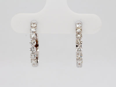 14KW .70 Cttw Diamond Small Hoop Earrings