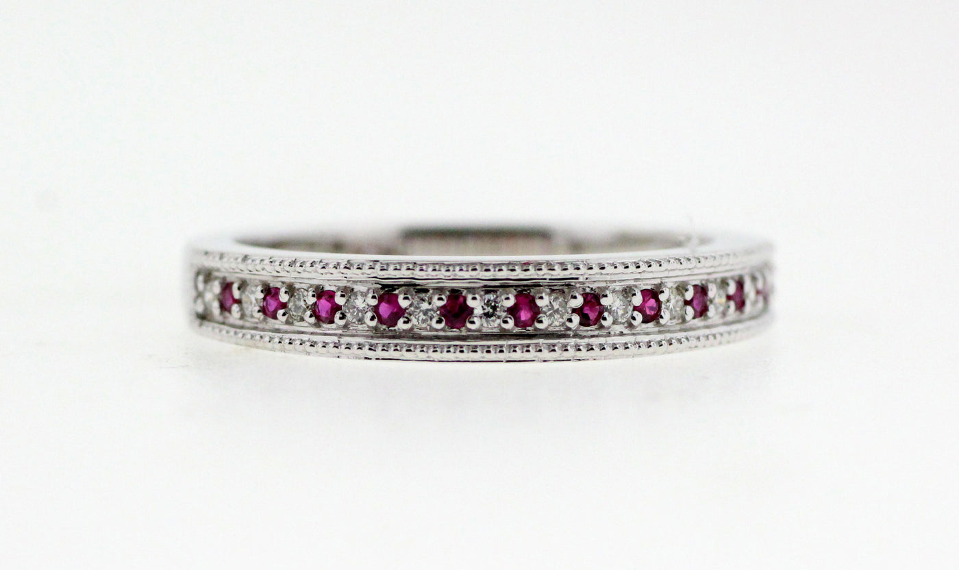 14KW .09 CTTW RUBY AND DIAMOND RING .07 CTTW