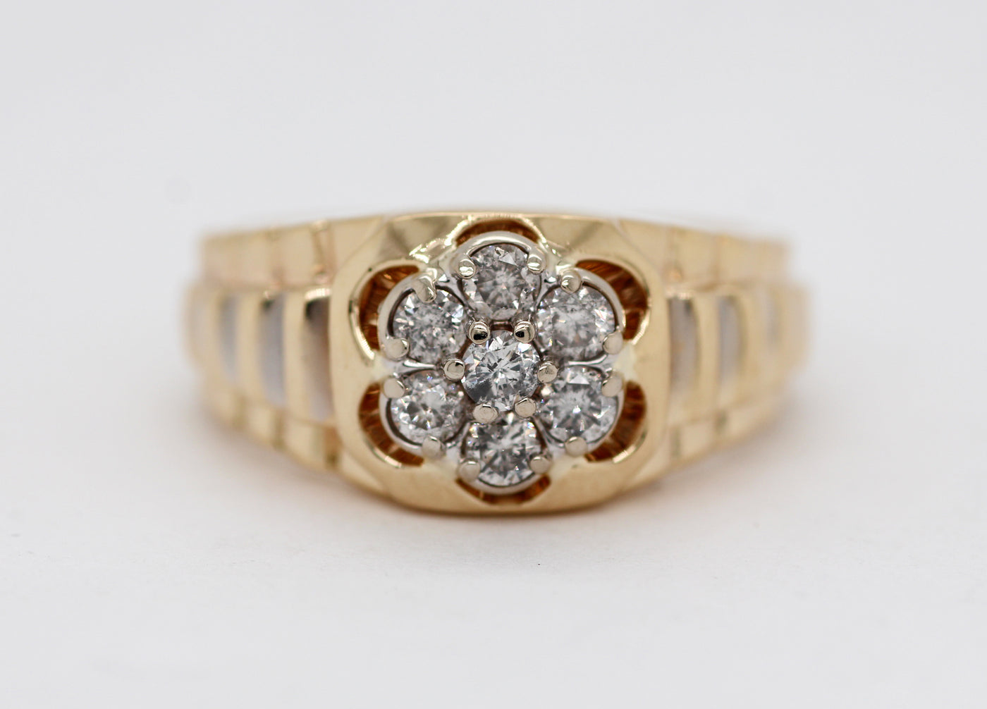 Estate 14KY .50 Cttw Diamond Gents Rolex Style Ring