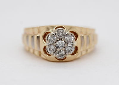 Estate 14KY .50 Cttw Diamond Gents Rolex Style Ring