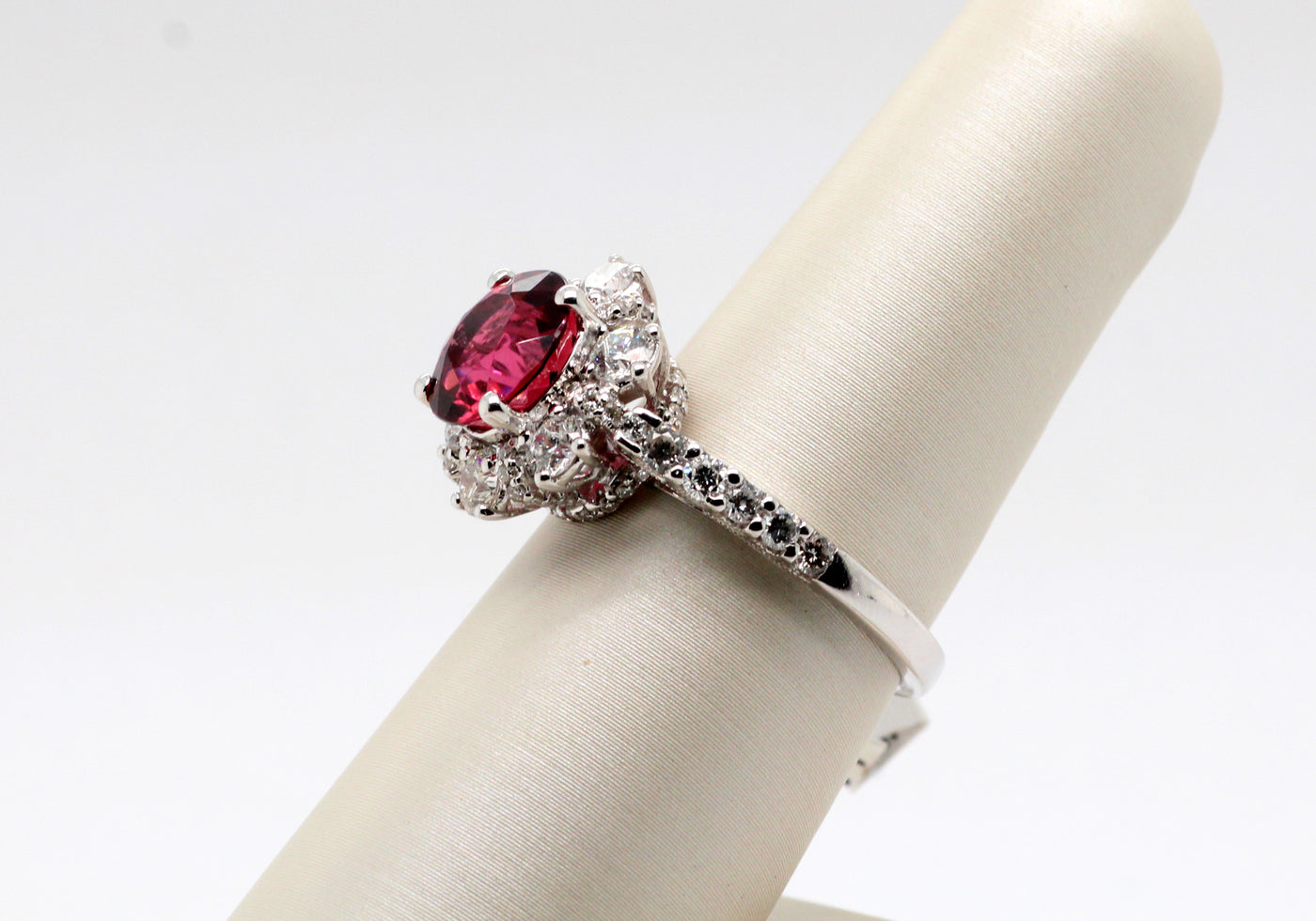 18KW 2.45 Ct Rubellite and Diamond Ring, 1.20 Cttw
