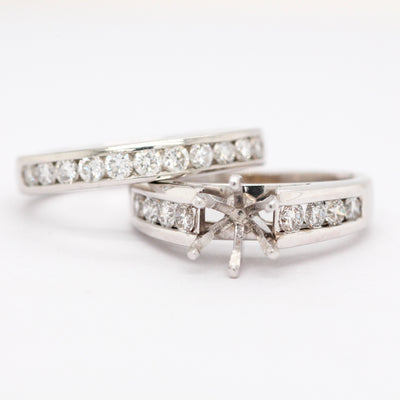 14KW 0.66 CTTW DIAMOND WEDDING SEMI MOUNT SET 
NO CENTER DIAMOND