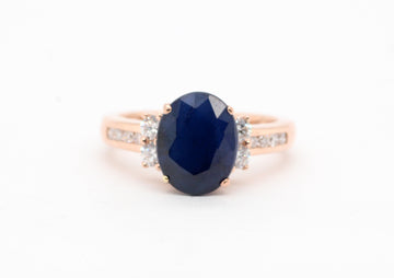 14KR 4.52 CT Sapphire and Diamond Ring