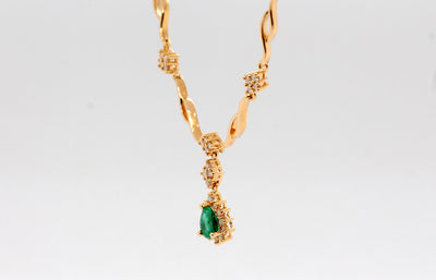 14KY Emerald and Diamond Necklace