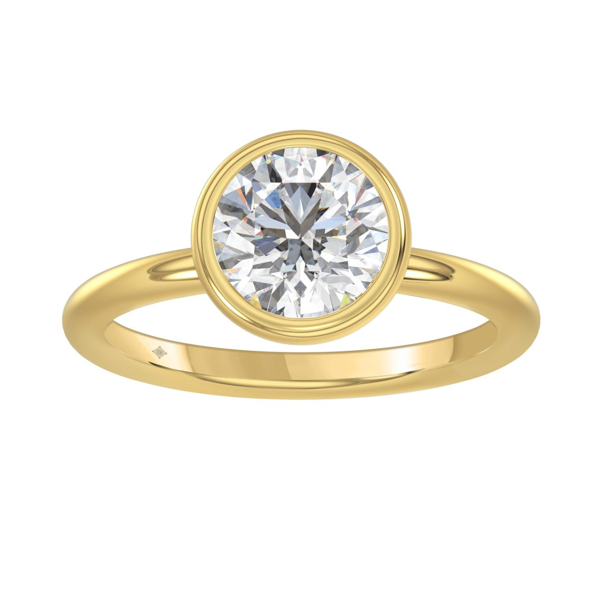 14KY 1.00 Ct Lab Grown Round Brilliant Bezel Set Solitaire Ring