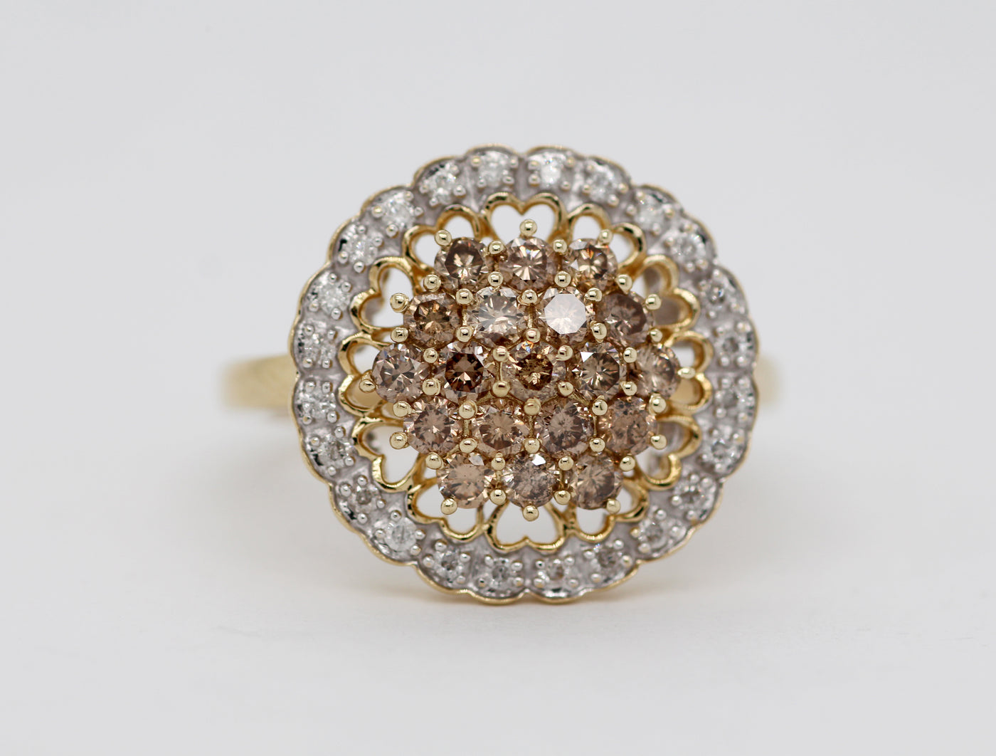 Estate 14KY 1.00 Cttw Brown and White Diamond Ring