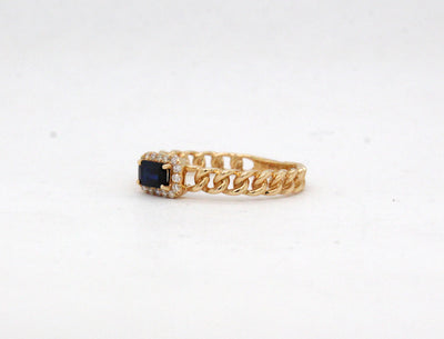 14KY .37 Ct Sapphire and .07 Cttw Diamond Ring