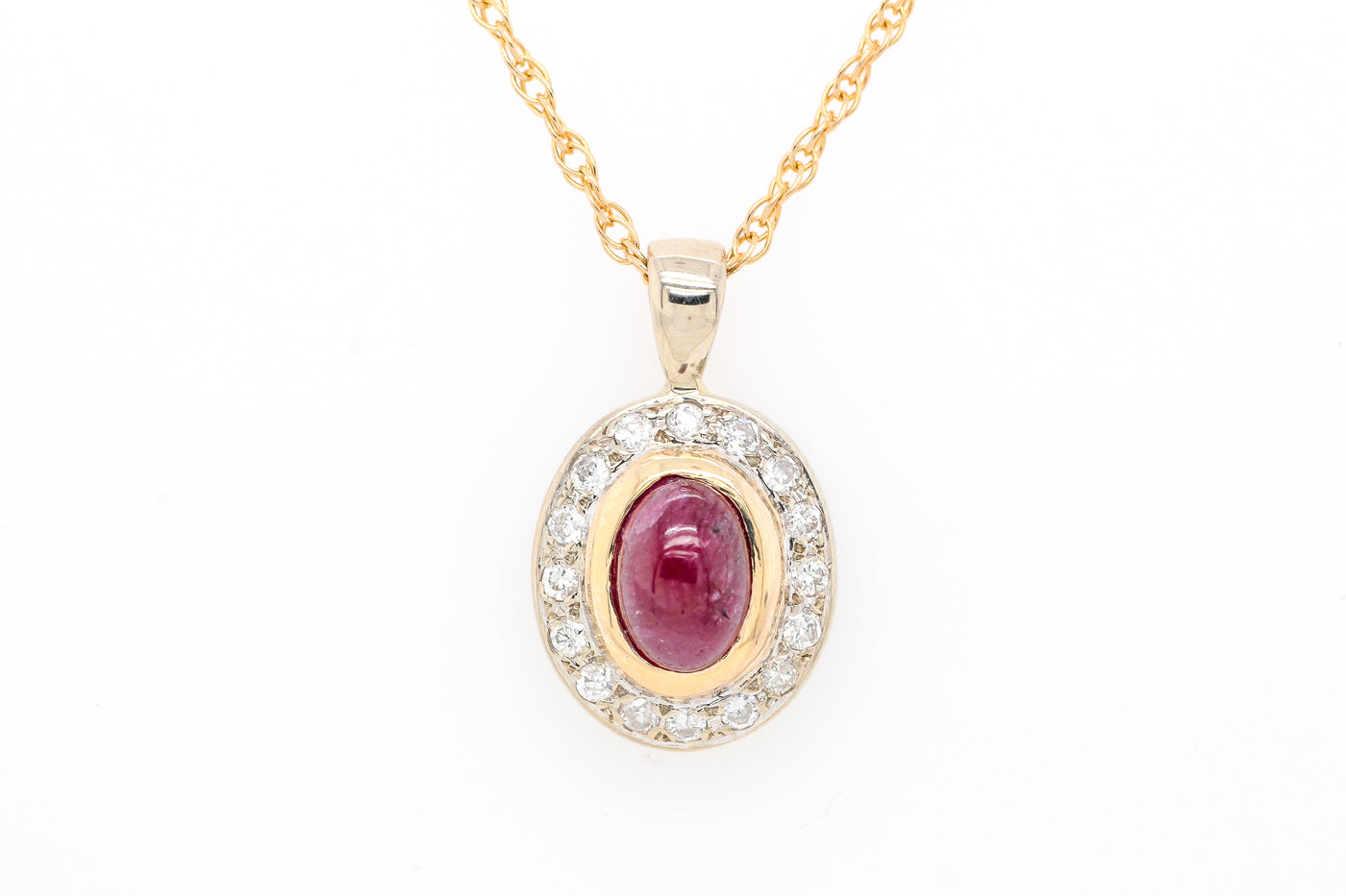 14KY 1.50 CT RUBY AND DIAMOND PENDANT, .16 CTTW H-SI2 image