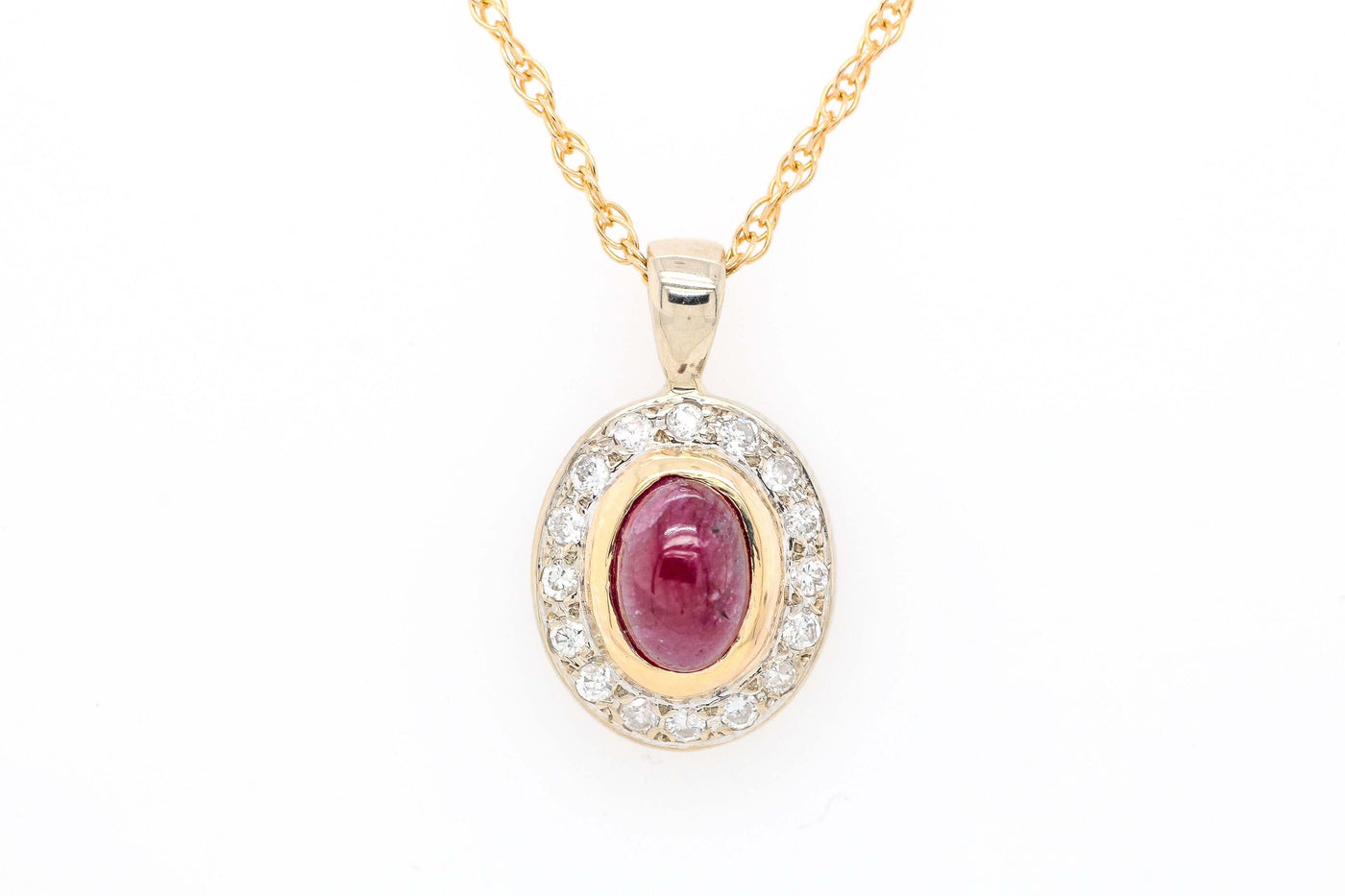 14KY 1.50 CT RUBY AND DIAMOND PENDANT, .16 CTTW H-SI2 image