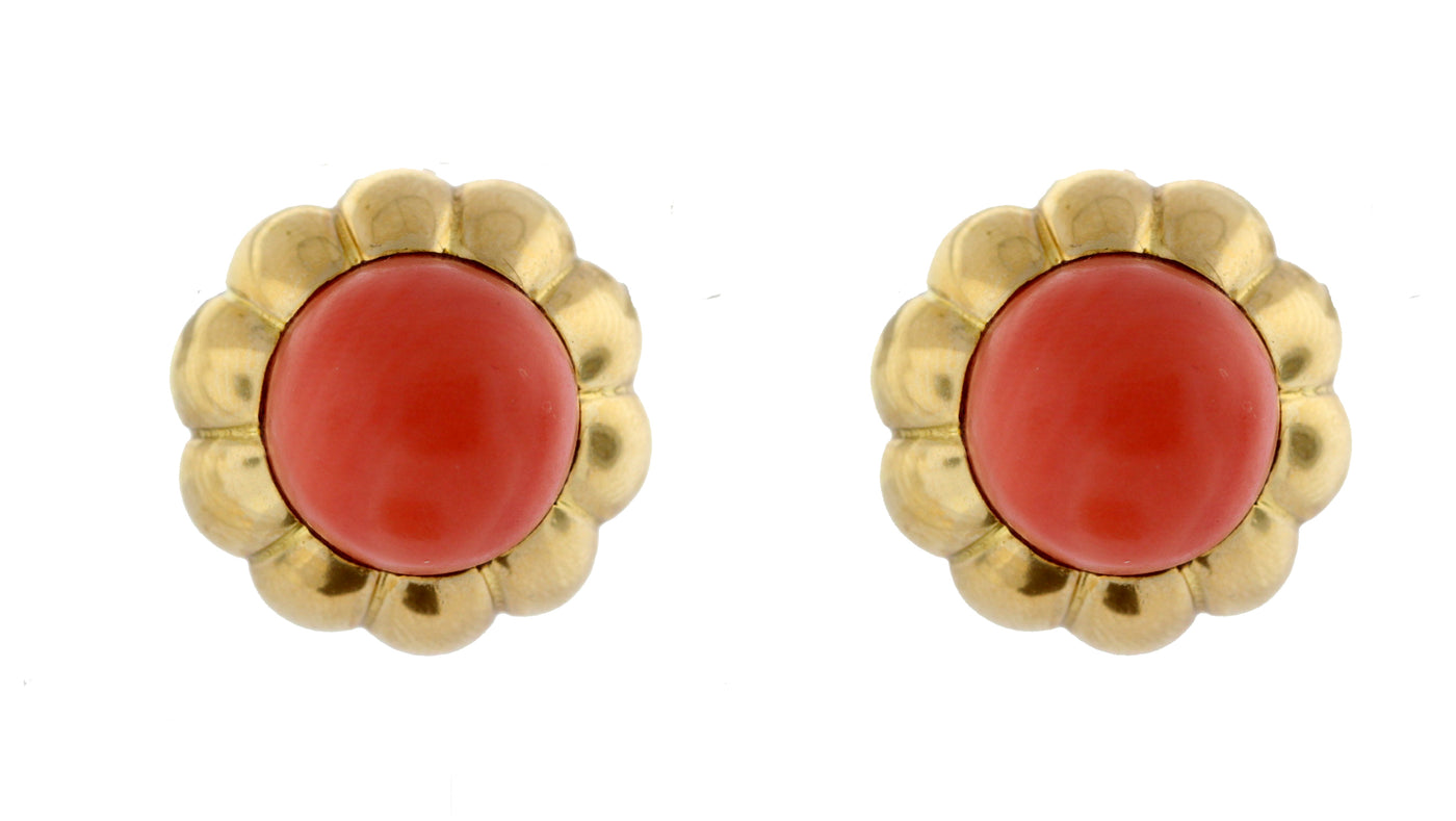 ESTATE 18KY TIFFANY AND CO 12 MM CORAL EARRINGS