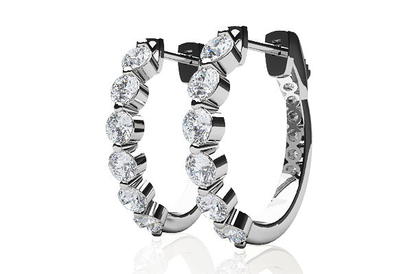 14KW 1.58 CTTW DIAMOND HOOP EARRINGS, HI-SI2