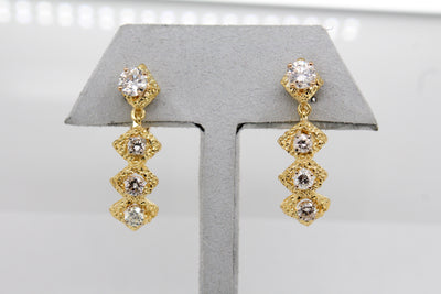 Estate 18KY 2.40 Cttw Diamond Earrings