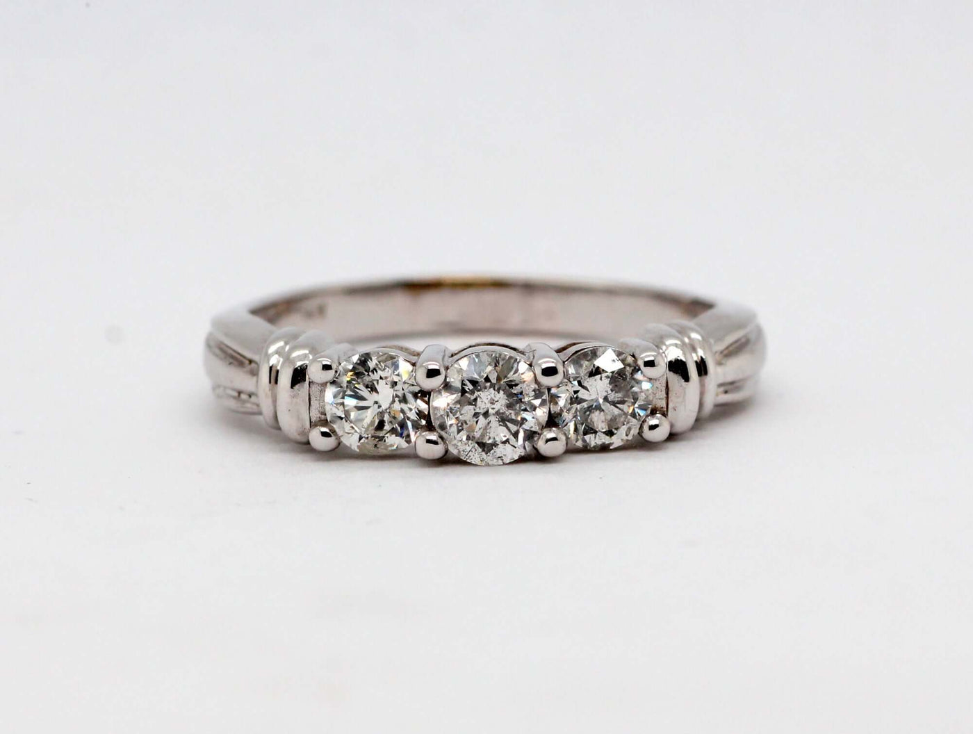 14KW 1.01 Cttw diamond three stone ring, H-I1 image