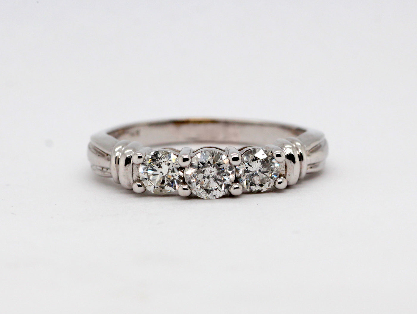 14KW 1.01 Cttw diamond three stone ring, H-I1