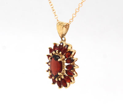 Estate 10KY 3.50 Cttw Garnet Pendant with 14KY Chain