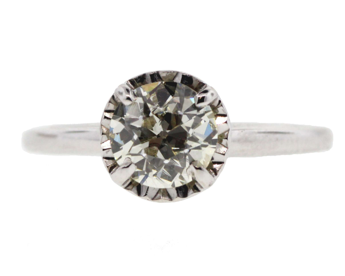 14KW 1.01CT ROUND EUROPEAN CUT SOLITAIRE WITH ILLUSION HEAD I-SI1