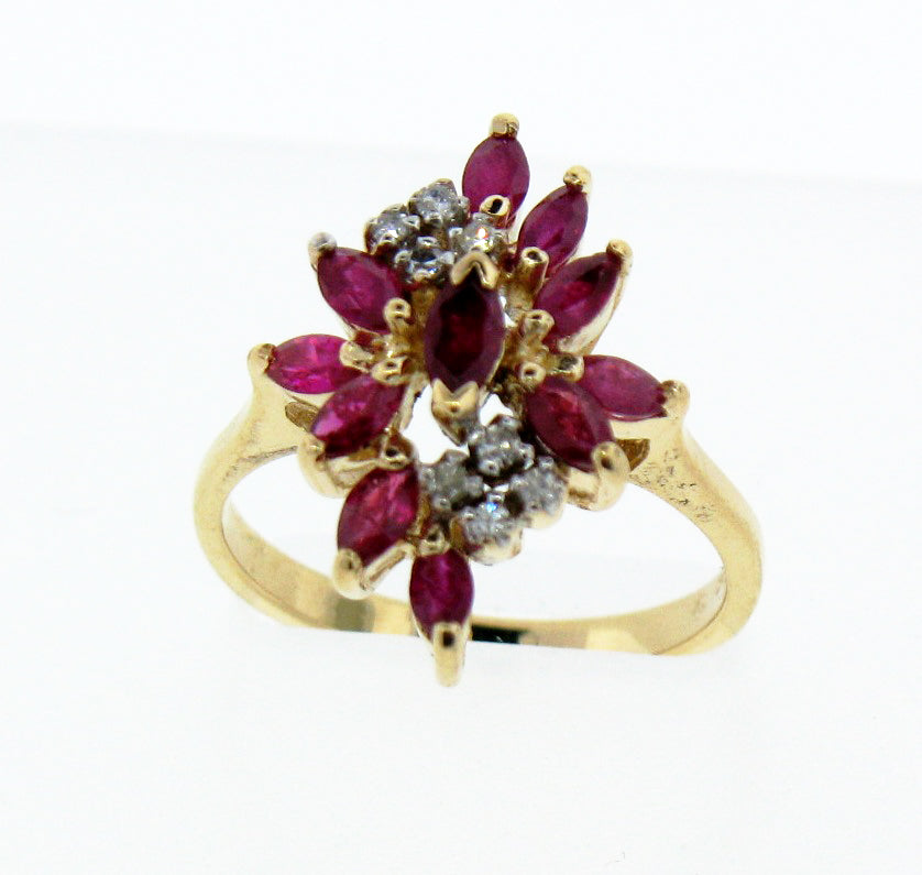 ESTATE 14KY RUBY & DIA RING .10TDW