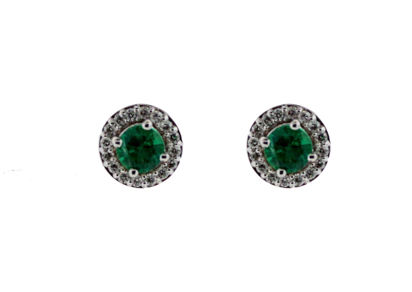 14KW .42 CTTW EMERALD AND DIAMOND EARRINGS .16 CTTW