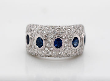 18KW 1.50 CTTW SAPPHIRE AND DIAMOND RING , 1.05 CTTW H-SI2