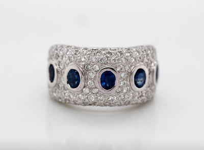 18KW 1.50 CTTW SAPPHIRE AND DIAMOND RING , 1.05 CTTW H-SI2 image