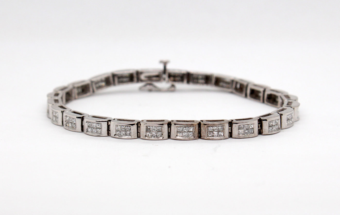 Estate 14KW 3.50 Cttw Invisible Set Diamond Bracelet