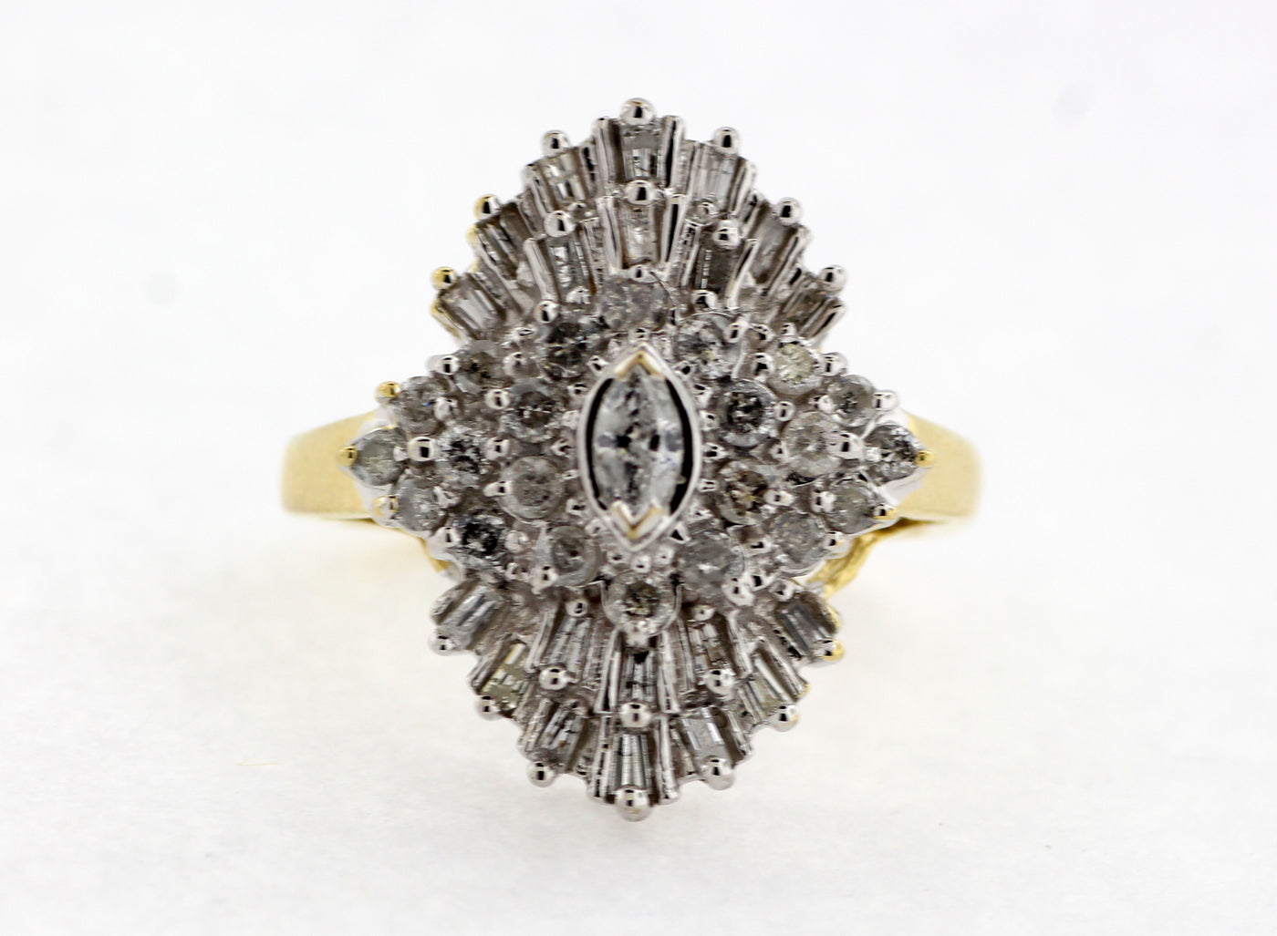 ESTATE 10KY 1.18 CTTW DIAMOND CLUSTER FASHION RING HI-I1