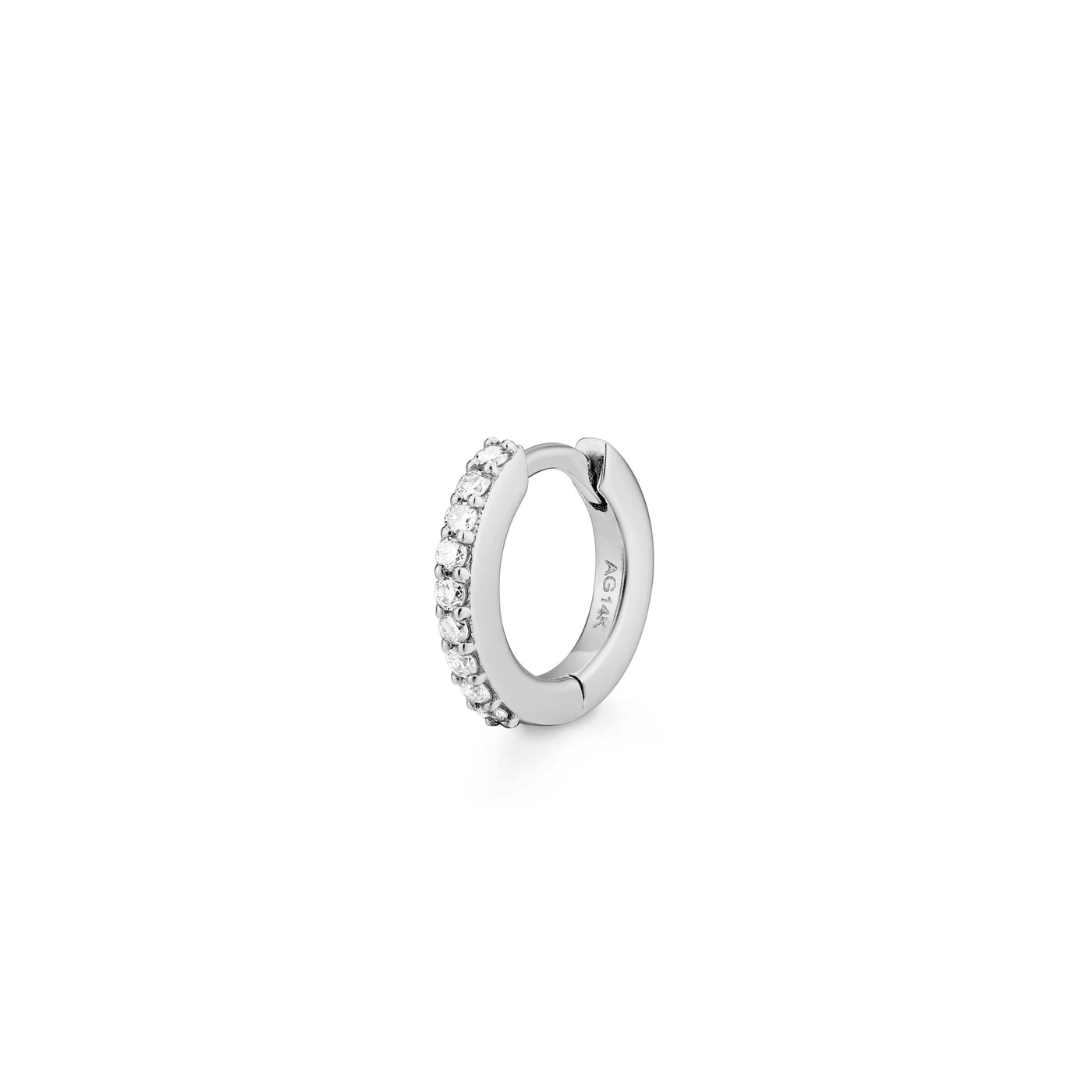 CARLY  14kw Single Mini Diamond Huggie Hoop
