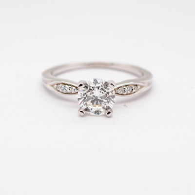 14KW 1.10CTTW DIAMOND ENGAGEMENT RING 1CT ROUND CTR H-SI2 N1907 image