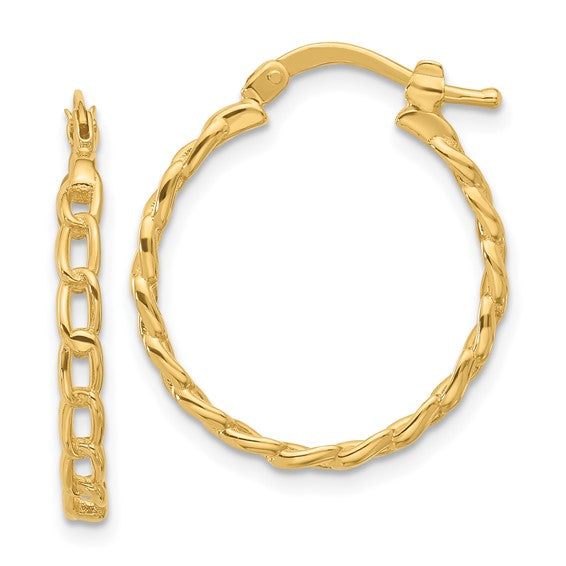 14KY Curb Link Design Hoop Earrings 
LE2573