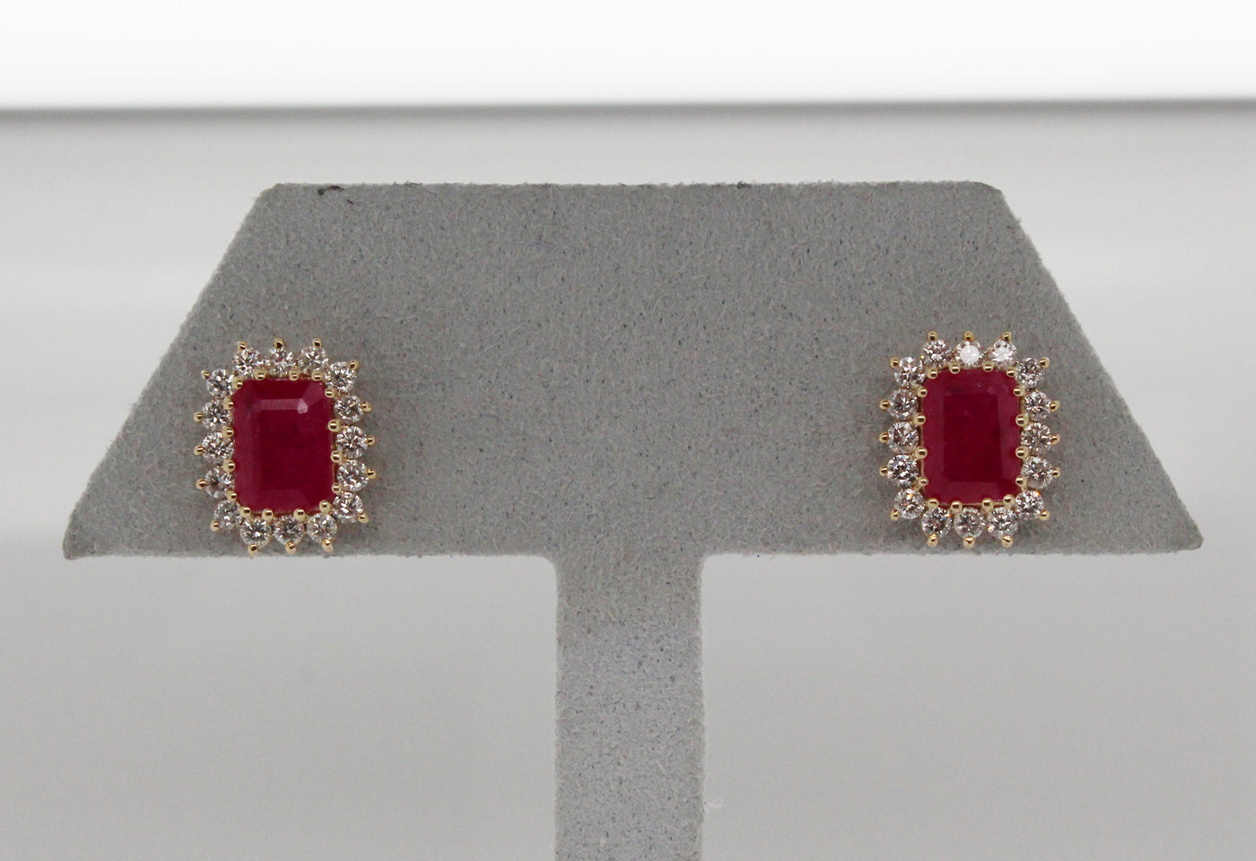 14KY 1.00 Cttw Ruby and .60 Cttw Diamond Earrings H in Color and SI2 i