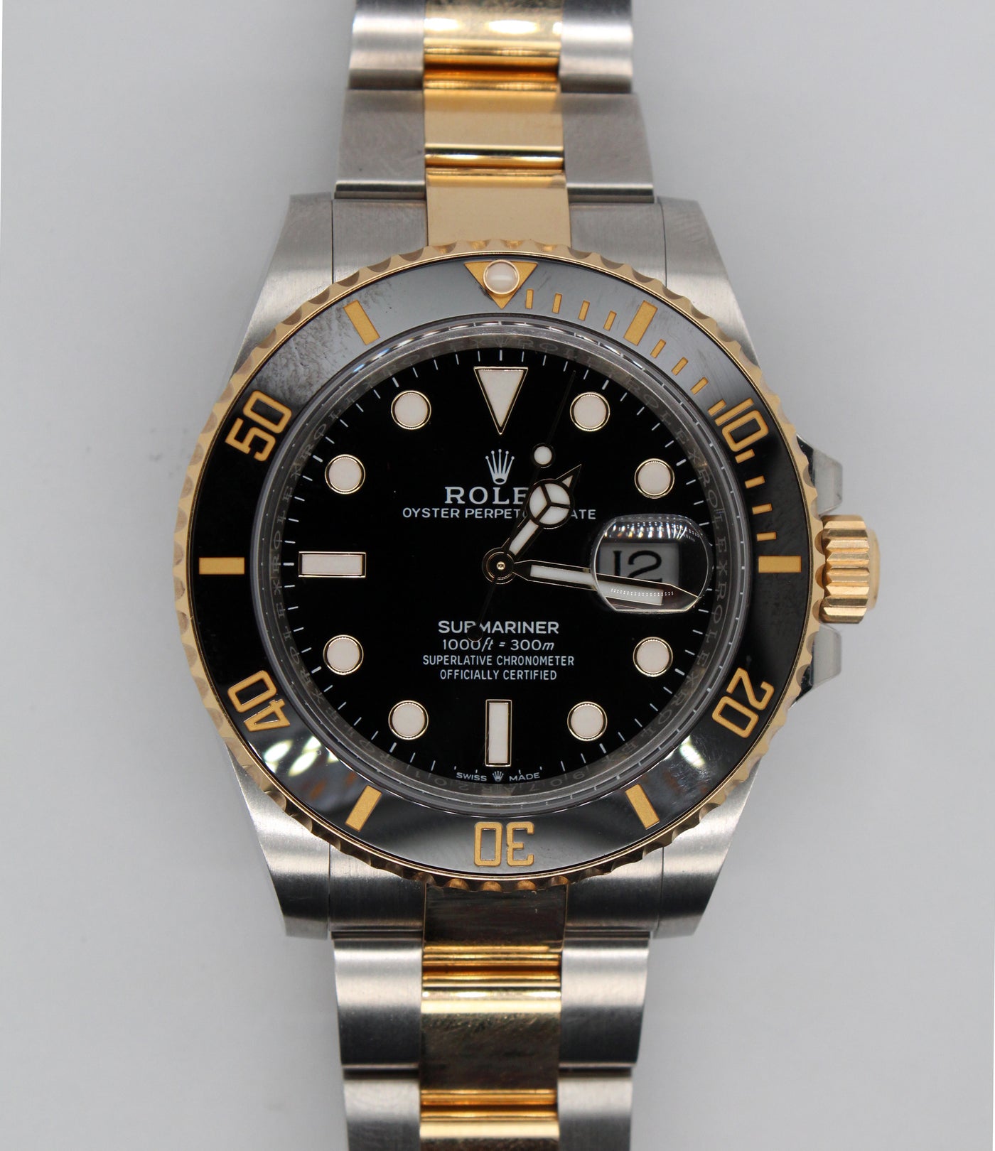 Gents Rolex Submariner Two Tone OysterPerpetual Black dial and bezel W
