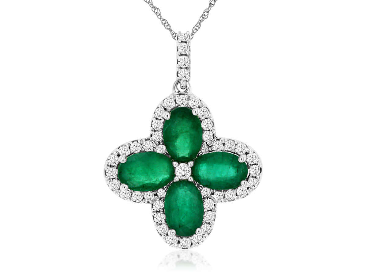 14KW 1.80 CTTW EMERALD AND DIAMOND PENDANT, .40 CTTW G-SI1 image