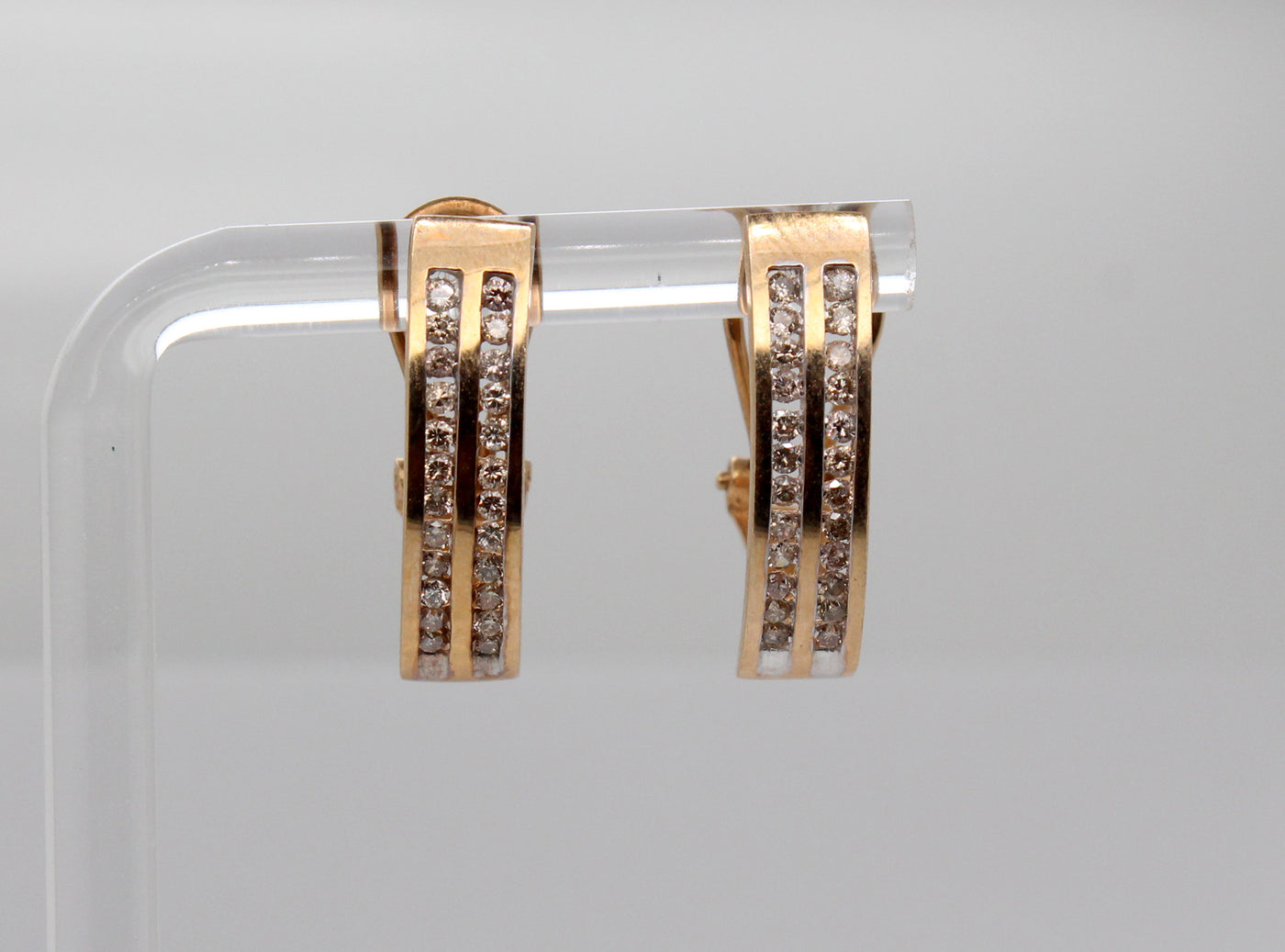 Estate 14KY .50 Cttw Diamond Hoop Earrings