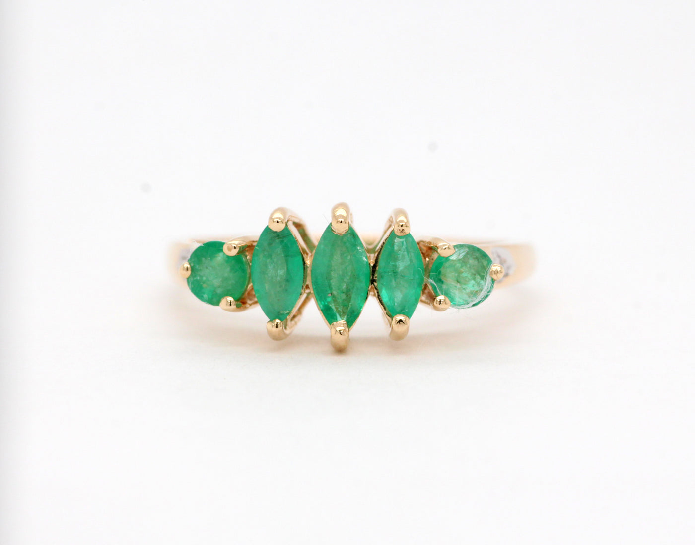 Estate 14KY .51 Cttw Emerald and Diamond Ring