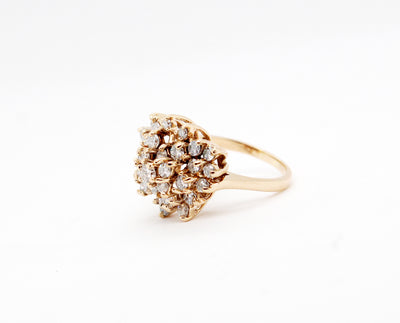 Estate 14KY 1.85 Cttw Diamond Cluster Ring